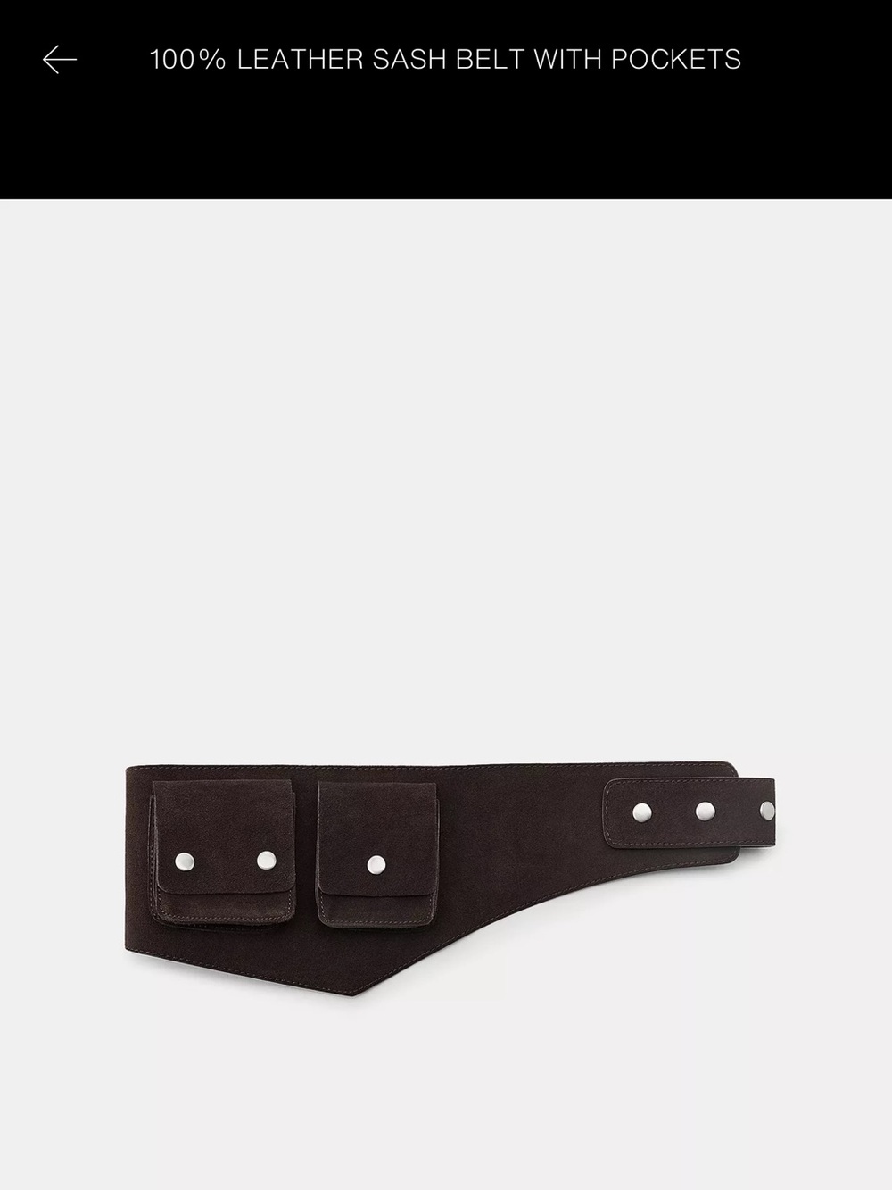 ZARA Women’s Dark Brown Suede Multi-Pocket Belt